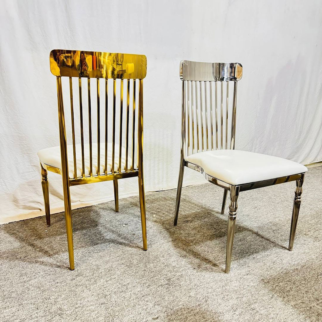 Wedding chair with customizable seat cushions in velvet, leather, and linen