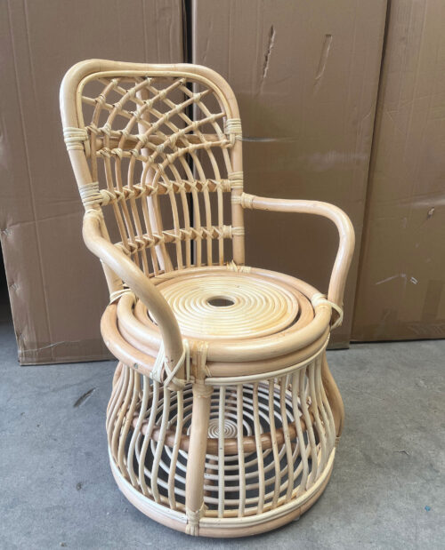 Toddler rattan throne chair side view – elegant and sturdy