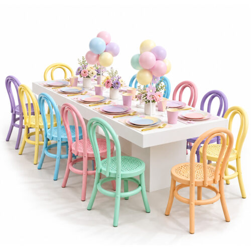 Colorful stackable bentwood kids party chairs set