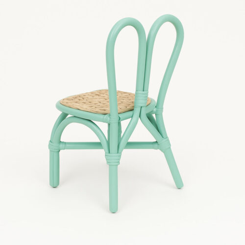 Mint Green Rattan Chair with Bunny Backrest