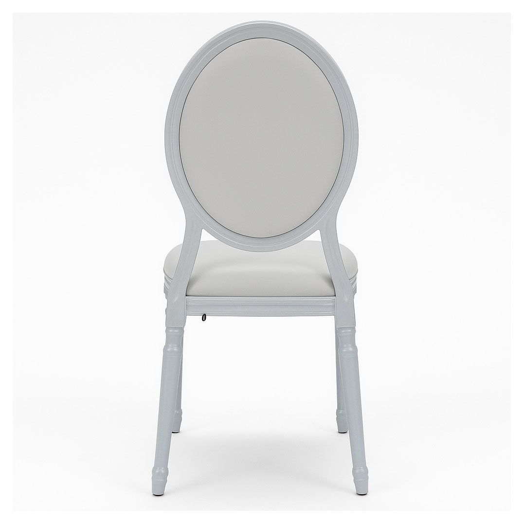 Back Design of Oval-Back Aluminum Wedding Chair in White Finish