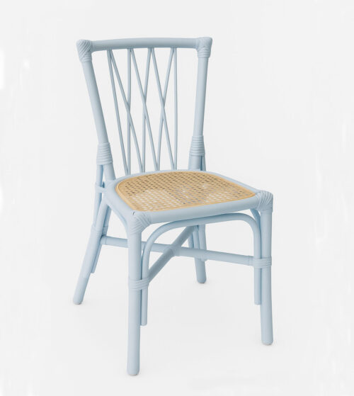 Side view of Lilo Loop-Back Kids Chair in Macaron Pastel with Cane Seat