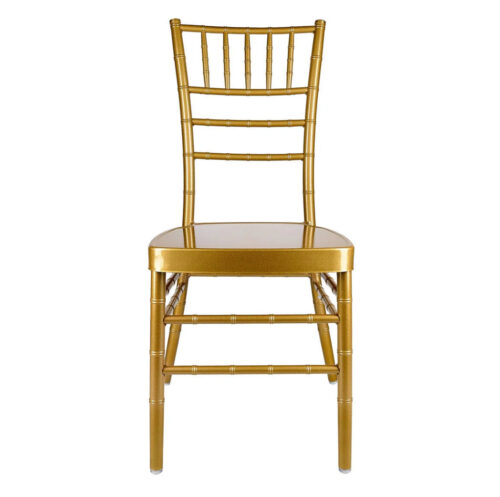 Gold aluminum Chiavari chair with bamboo-style frame, elegant lightweight banquet seating for weddings and hotel events