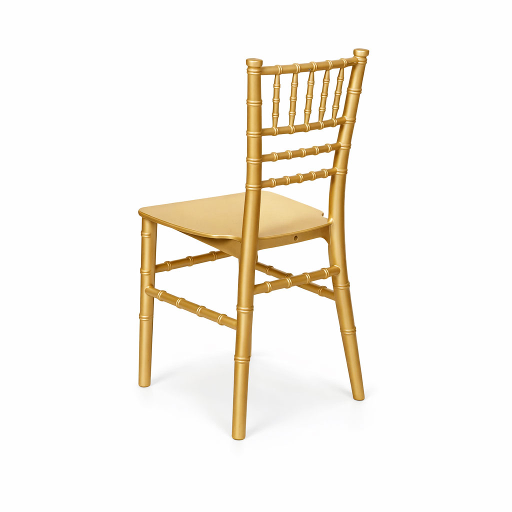 gold kids stackable chiavari chair for wedding party and event seating