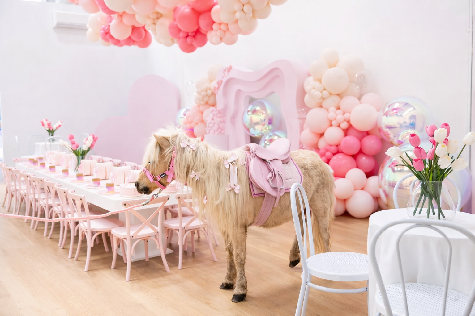 Melbourne kids party furniture pony theme onsite setup