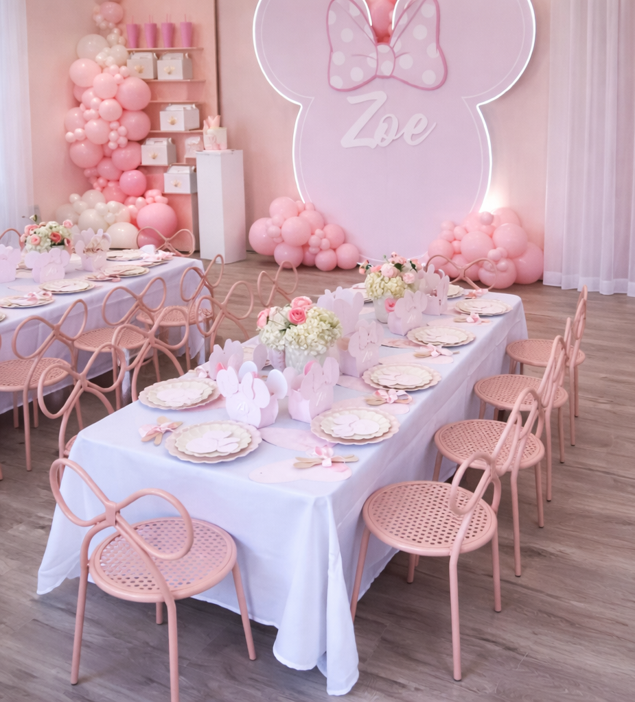 Pink balloon theme kids party furniture Zoe birthday Melbourne