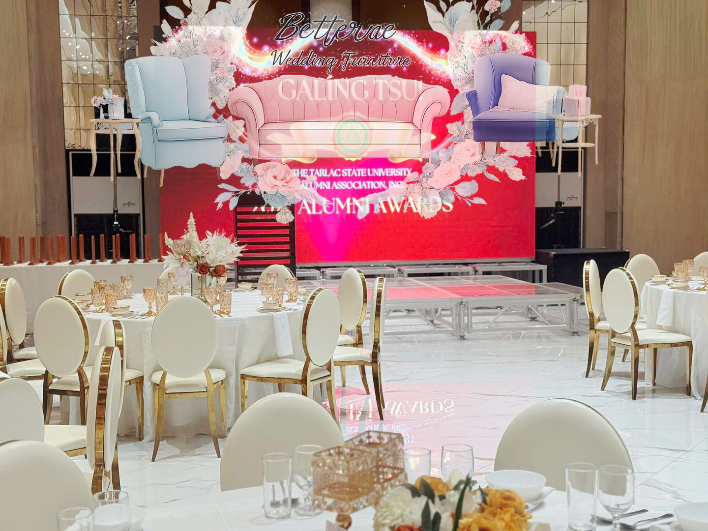Tarlac wedding and event furniture project at a grand ballroom venue