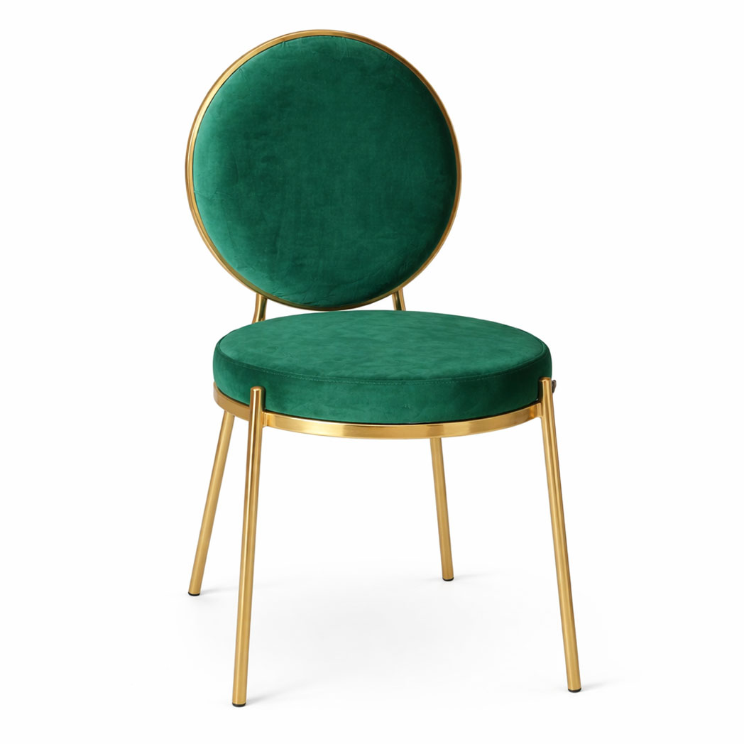 green round back velvet wedding chair with removable cushion gold stainless steel frame banquet chair