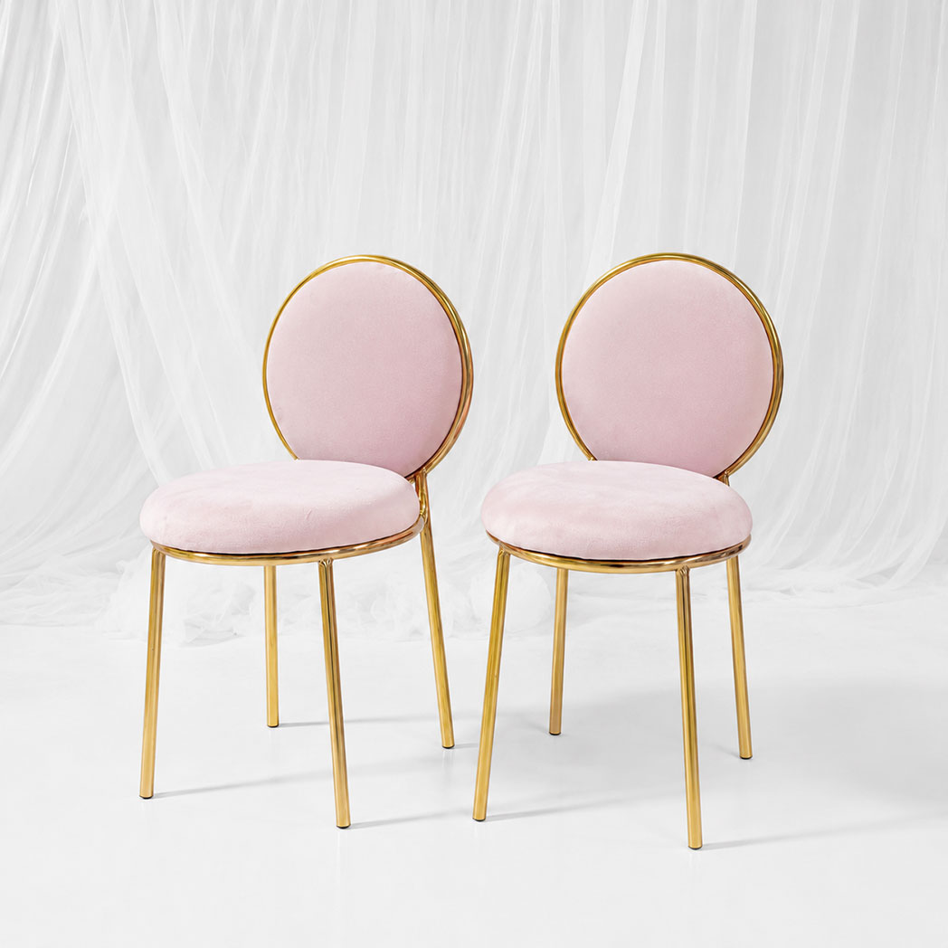 Kids round back event chair with mirror gold stainless steel frame and pink velvet upholstery for luxury party seating