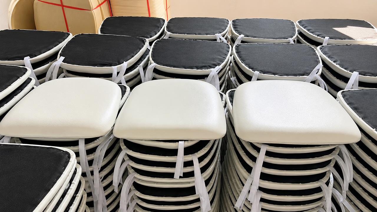 Panel Chiavari Chair Cushion Attachment Systems with Velcro and Ear Tabs