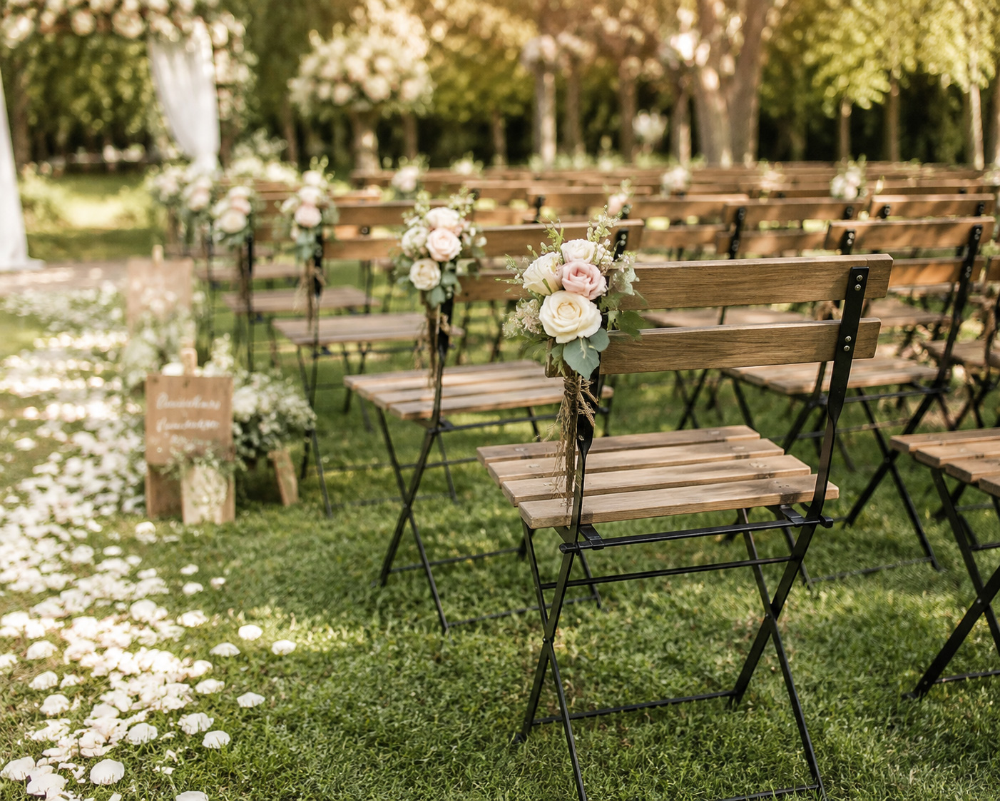 Rustic Wooden Folding Chairs for Outdoor Wedding Ceremony and Garden Event Seating