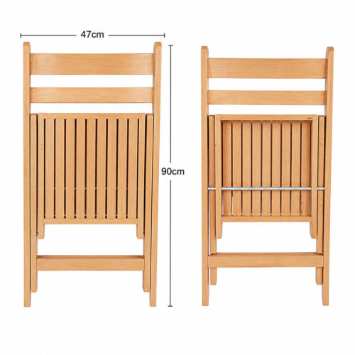wood folding chair dimensions 47cm width 90cm height natural color