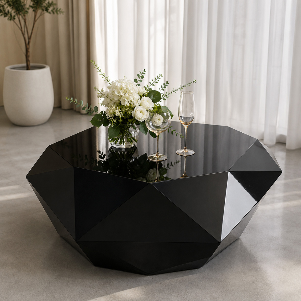 Aurora Diamond Coffee Table Black Finish