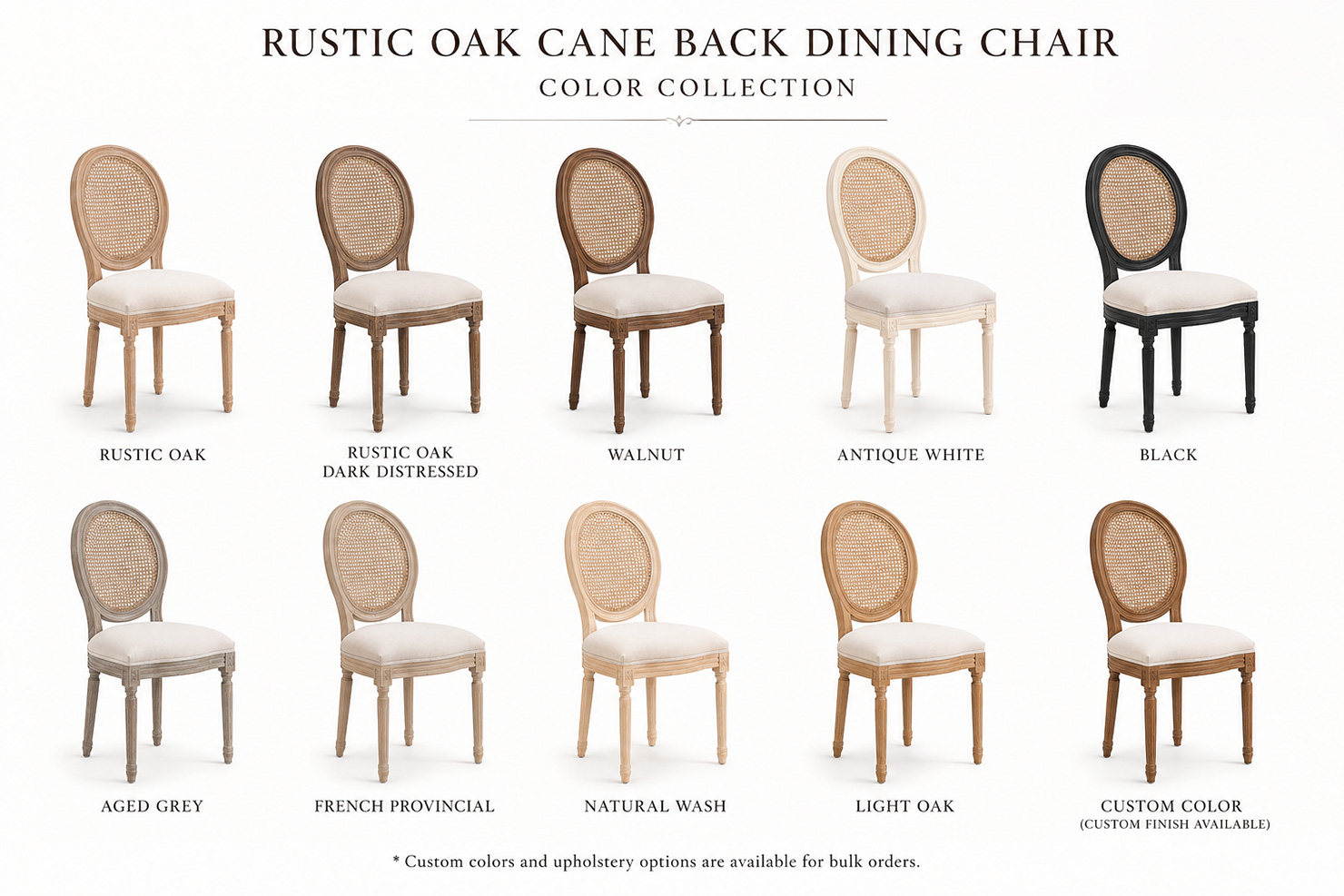 Louis XVI Cane Back Chair Wood Finish Collection