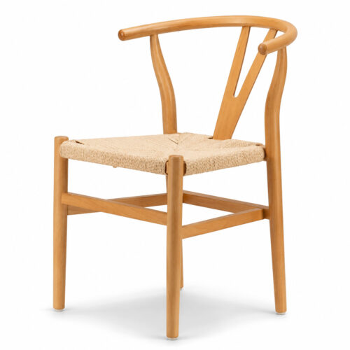 Scandinavian Y-Back dining chair with solid wood frame and woven cord seat for weddings, events and hospitality venues