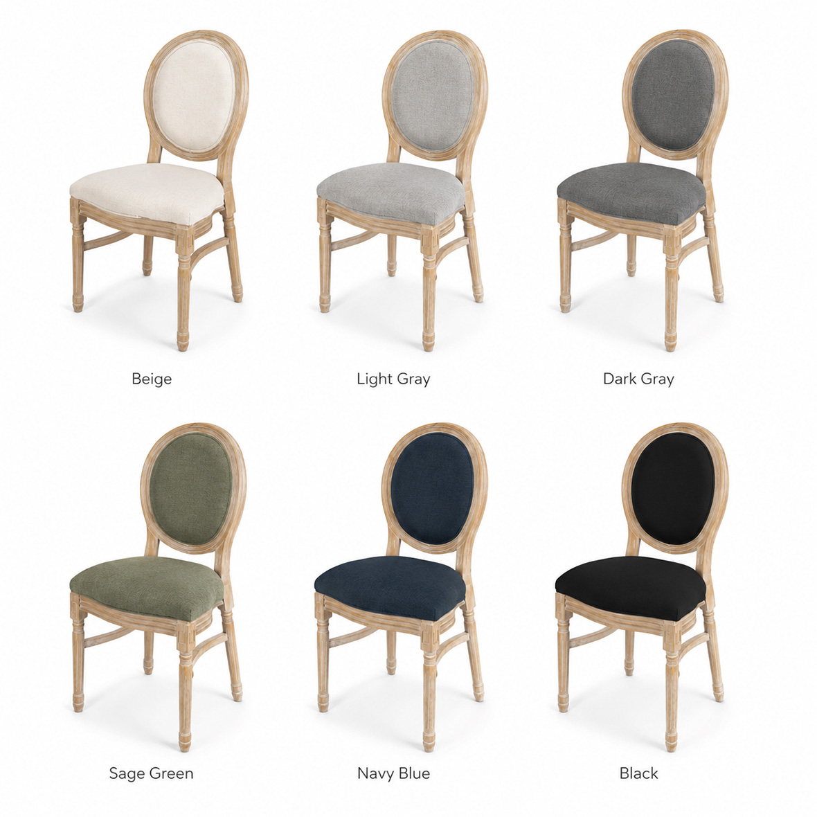 Natural Oak Louis XVI Chair Fabric Options
