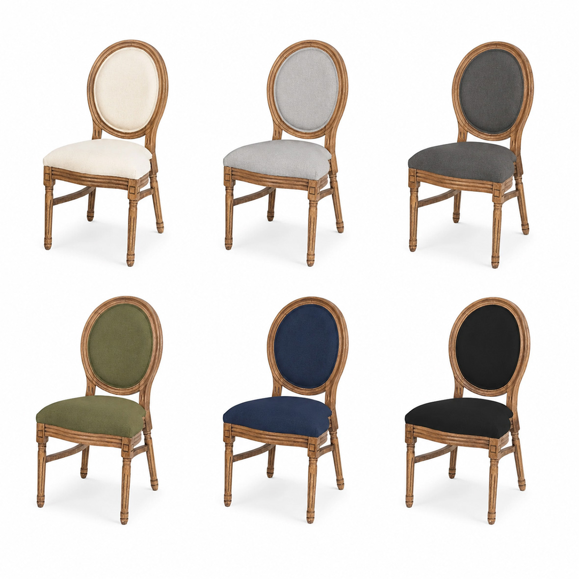 Weathered Oak Louis XVI Chair Fabric Options