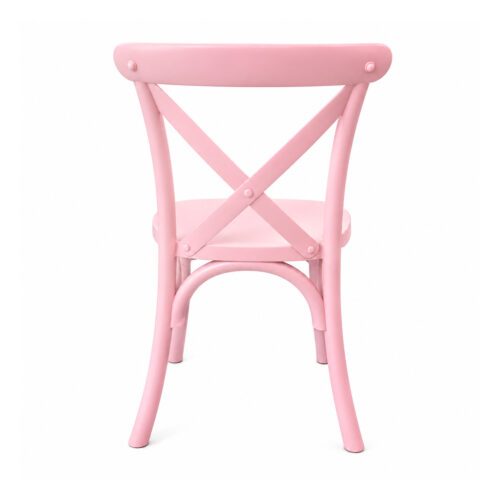 Kids resin cross back chair pink back view